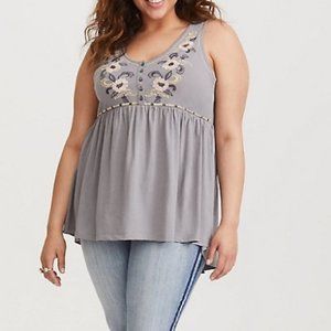 Torrid Floral Embroidered Tank Top size 4